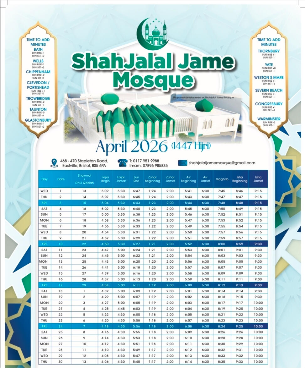 Shahjalal Masjid facilities for Brothers &amp; Sisters